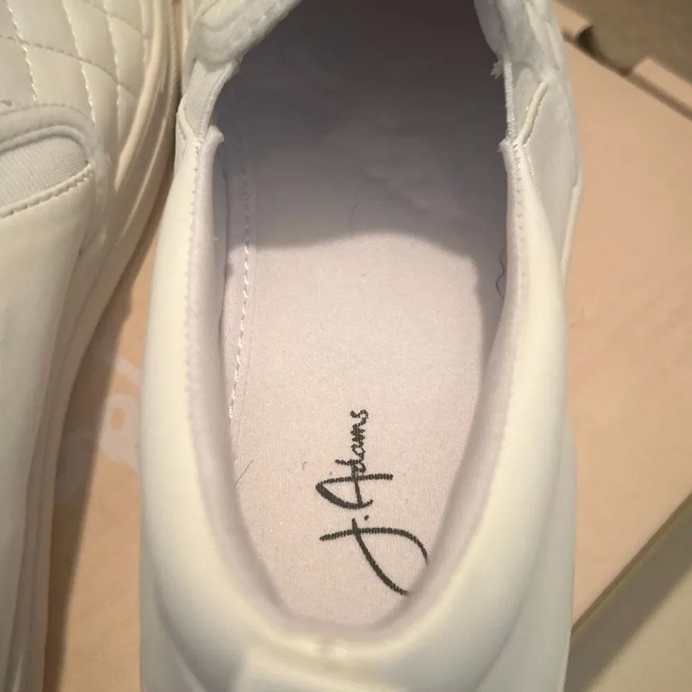 J. Adams Women's Size 10 Glimmer White Quilted Sneakers Casual Slip On Shoe NEW